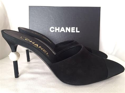 chanel black mule|chanel women's high heel shoes.